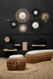 Premier Housewares Interiors By Premier Wide Rattan Bean Bench, Rattan Bean Stool For Home, Outdoor, Lounge, Living Room, Unique Curved Rattan Stool - thumbnail 2