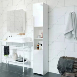 183Cm High Gloss Tall Bathroom Cabinet Slim Storage Cupboard 2 Doors & 6 Shelves - thumbnail 6