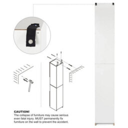 183Cm High Gloss Tall Bathroom Cabinet Slim Storage Cupboard 2 Doors & 6 Shelves - thumbnail 4
