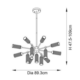 Luminosa Lighting Luminosa Trieste Multi Arm Pendant Ceiling Light Satin Brass Plate, Clear, Frosted Glass - thumbnail 8