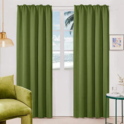 Deconovo Thermal Insulated Curtains Solid Blackout Curtains Pencil Pleat Curtains For Living Room W55 X L114 Inch Green 1 Pair - thumbnail 3