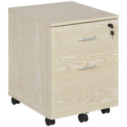 Vinsetto 2-Drawer Locking Office Filing Cabinet 5 Wheels Rolling Storage Oak - thumbnail 2