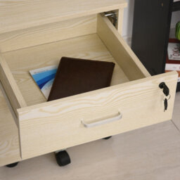 Vinsetto 2-Drawer Locking Office Filing Cabinet 5 Wheels Rolling Storage Oak - thumbnail 8