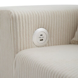 Abrihome Beige L-Shaped Convertible Corner Sofa Bed With Pull-Out, Usb-C, 2 Ottomans, Pillows & Storage Chaise - thumbnail 6