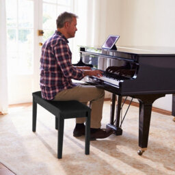 Costway 75Cm Pu Leather Piano Bench Double Duet Seat Padded Vanity Stool W/ Storage - thumbnail 3