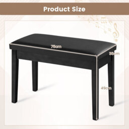 Costway 75Cm Pu Leather Piano Bench Double Duet Seat Padded Vanity Stool W/ Storage - thumbnail 2
