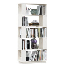 Berkfield Book Cabinet/room Divider White 80X25X163.5 Cm Solid Wood Pine - thumbnail 5