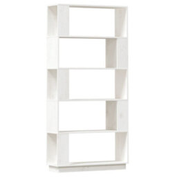 Berkfield Book Cabinet/room Divider White 80X25X163.5 Cm Solid Wood Pine - thumbnail 2