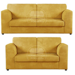 Furnishings For Less UK Luxor Jumbo Cord 3 + 2 Fabric Sofa Suite - Fullback Mustard - thumbnail 1