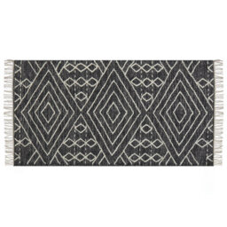 Beliani Rug Khenifra Black 80 X 150 Cm Cotton - thumbnail 4