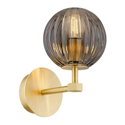 Luminosa Lighting Luminosa Paloma 12Cm Wall Lamp Smoky (Fluted), Brushed Brass - image 1