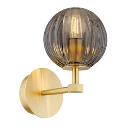 Luminosa Lighting Luminosa Paloma 12Cm Wall Lamp Smoky (Fluted), Brushed Brass - thumbnail 1
