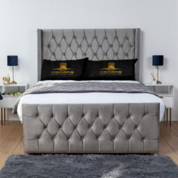 UKBEDFURNITURE Emily Grey Plush Wingback Divan Bed With 2 Foot End Drawers & 54 Inch Headboard - thumbnail 2