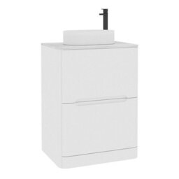Royal Bathrooms Venice 600mm Gloss White Freestanding Bathroom Countertop Vanity Unit 2 Drawer With Lyon Basin - thumbnail 7