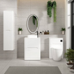 Royal Bathrooms Venice 600mm Gloss White Freestanding Bathroom Countertop Vanity Unit 2 Drawer With Lyon Basin - thumbnail 4