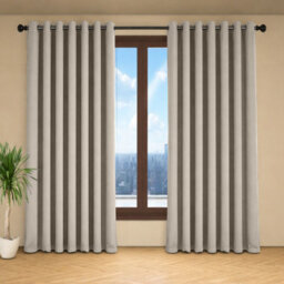 Oxford Homeware Eyelet Linen Effect Curtains Mink Fully Lined 100% Blackout Thermal Insulated Curtains Pair (W)168Cmx(L)183Cm - thumbnail 2