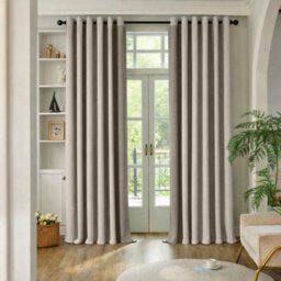 Oxford Homeware Eyelet Linen Effect Curtains Mink Fully Lined 100% Blackout Thermal Insulated Curtains Pair (W)168Cmx(L)183Cm - thumbnail 7