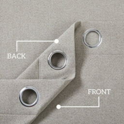 Oxford Homeware Eyelet Linen Effect Curtains Mink Fully Lined 100% Blackout Thermal Insulated Curtains Pair (W)168Cmx(L)183Cm - thumbnail 4