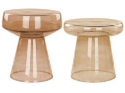 Wyld And Coco Luxeglass Set Of 2 Transparent Golden-Brown Glass Side Tables 37X37X43Cm And 39X39X40Cm - thumbnail 2