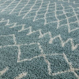 The Rugs Moroccan Shaggy Rugs And Runners Soft Fluffy Tribal Design High Pile Duck Egg Blue And Ivory Living Room Kitchen Hallway 950 - thumbnail 3