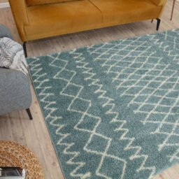 The Rugs Moroccan Shaggy Rugs And Runners Soft Fluffy Tribal Design High Pile Duck Egg Blue And Ivory Living Room Kitchen Hallway 950 - thumbnail 7