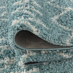 The Rugs Moroccan Shaggy Rugs And Runners Soft Fluffy Tribal Design High Pile Duck Egg Blue And Ivory Living Room Kitchen Hallway 950 - thumbnail 4