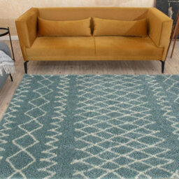 The Rugs Moroccan Shaggy Rugs And Runners Soft Fluffy Tribal Design High Pile Duck Egg Blue And Ivory Living Room Kitchen Hallway 950 - thumbnail 8