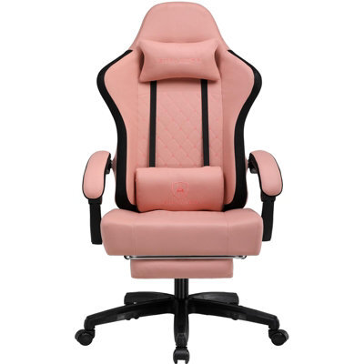 Gtplayer Fabric Gaming Chair With Footrest, Computer Chairs For Adults With Pocket Spring Cushion For Home Office, Orange Black - image 1