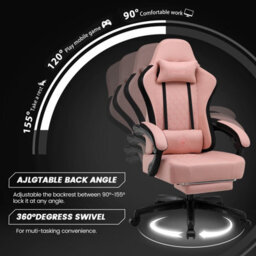 Gtplayer Fabric Gaming Chair With Footrest, Computer Chairs For Adults With Pocket Spring Cushion For Home Office, Orange Black - thumbnail 4