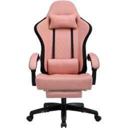 Gtplayer Fabric Gaming Chair With Footrest, Computer Chairs For Adults With Pocket Spring Cushion For Home Office, Orange Black - thumbnail 1