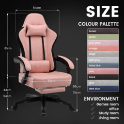 Gtplayer Fabric Gaming Chair With Footrest, Computer Chairs For Adults With Pocket Spring Cushion For Home Office, Orange Black - thumbnail 3