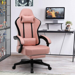 Gtplayer Fabric Gaming Chair With Footrest, Computer Chairs For Adults With Pocket Spring Cushion For Home Office, Orange Black - thumbnail 2