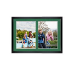 AK Frames 20X14 Black Sleek Multi Photo Frame With Emerald Mount - Holds 2 Apertures (2X) A4 Photos - thumbnail 1
