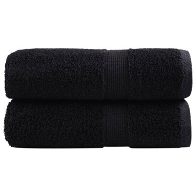 Berkfield Premium Wash Towels Solund 2 Pcs Black 30X30 Cm 600 Gsm - image 1