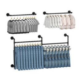 Black Heavy Duty Pipe Clothes Rack Industrial Clothes Rail Portable Hanging Shelf 30Kg - thumbnail 5