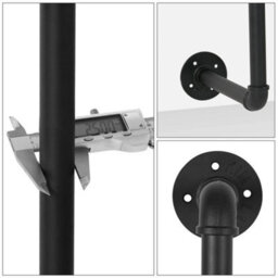 Black Heavy Duty Pipe Clothes Rack Industrial Clothes Rail Portable Hanging Shelf 30Kg - thumbnail 4