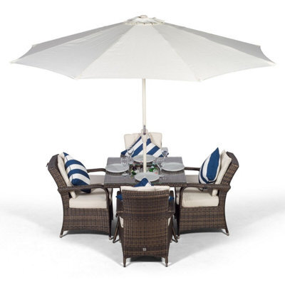 That's Furniture Arizona Square 4 Seater Patio Dining Set With Ice Bucket Drinks Cooler - Brown - image 1