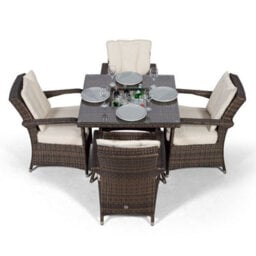 That's Furniture Arizona Square 4 Seater Patio Dining Set With Ice Bucket Drinks Cooler - Brown - thumbnail 7