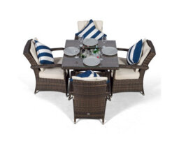 That's Furniture Arizona Square 4 Seater Patio Dining Set With Ice Bucket Drinks Cooler - Brown - thumbnail 4