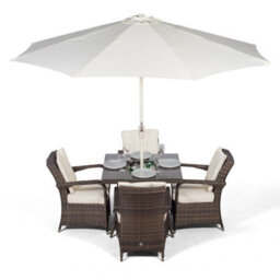 That's Furniture Arizona Square 4 Seater Patio Dining Set With Ice Bucket Drinks Cooler - Brown - thumbnail 5