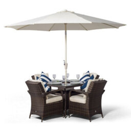 That's Furniture Arizona Square 4 Seater Patio Dining Set With Ice Bucket Drinks Cooler - Brown - thumbnail 3