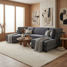 Loft Home Lennox Charcoal Grey U-Shape Corner Sofa - thumbnail 1
