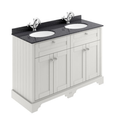 Hudson Reed Floor Standing 4 Door Traditional Vanity Unit With 1 Tap Hole Black Marble Double Basin, Timeless Sand, 1220 X 470 mm - image 1