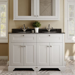 Hudson Reed Floor Standing 4 Door Traditional Vanity Unit With 1 Tap Hole Black Marble Double Basin, Timeless Sand, 1220 X 470 mm - thumbnail 2