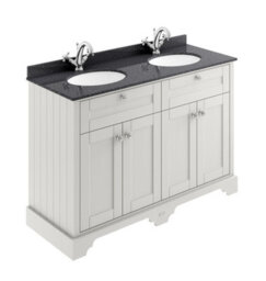 Hudson Reed Floor Standing 4 Door Traditional Vanity Unit With 1 Tap Hole Black Marble Double Basin, Timeless Sand, 1220 X 470 mm - thumbnail 1