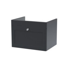 Hudson Reed Classique Components Wall Hung 1-Drawer Vanity Unit, Stylish Single Vanity Unit With Soft Close Drawer, Soft Black - thumbnail 1