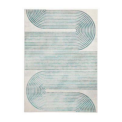 Grey Green Abstract Rug, Striped Rug With 8mm Thickness, Modern Rug For Bedroom, Livingroom, & Diningroom-160Cm X 220Cm