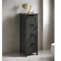 Modcraft Black Bathroom Floor Storage Cabinet And Freestanding Unit With 4 Drawers - thumbnail 3