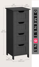 Modcraft Black Bathroom Floor Storage Cabinet And Freestanding Unit With 4 Drawers - thumbnail 6