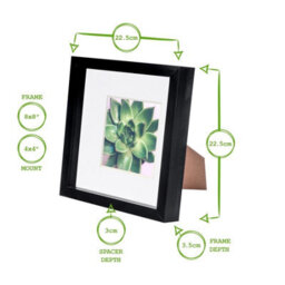 "Nicola Spring 8 X 8"" Photo Frame - Black/ivory Mount - 3D Photo Frame Picture Frame Box Portrait Display Case (4 X 4"" Mount)" - thumbnail 4